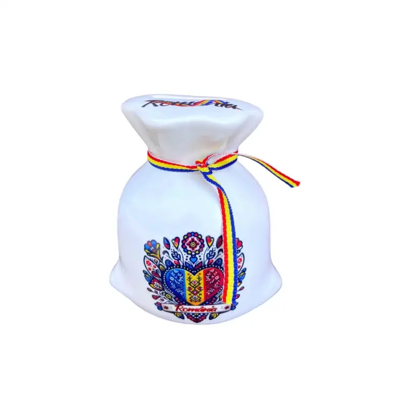 Inima romania, pusculita suvenir sac, model p49-5